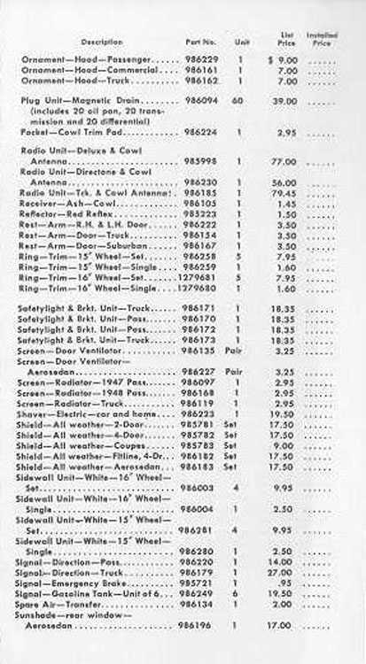 1948 Chevrolet Accessories Booklet Page 3